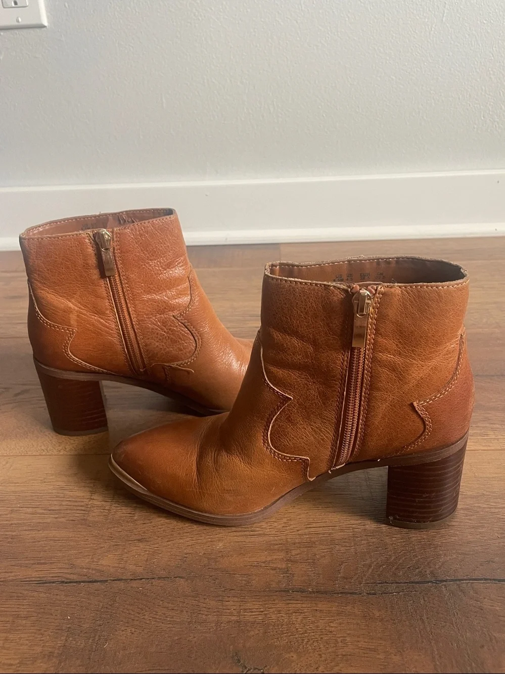 Franco Sarto Tan Leather Western Bootie Size 6.5
